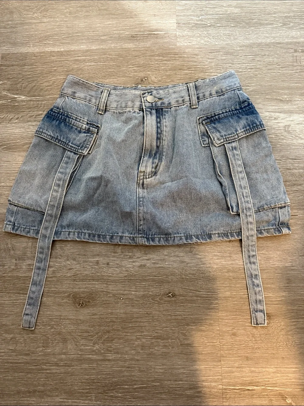 SHEIN Light Blue Denim Mini Cargo Skirt